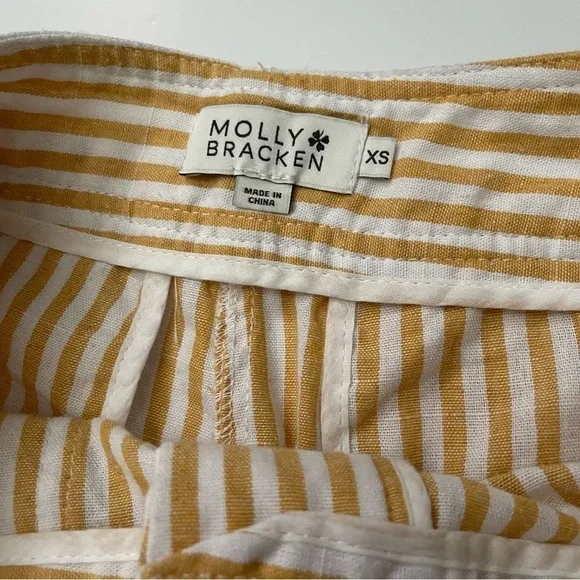 Molly Bracken Yellow & White Stripes Wide Leg Pants US XS - Picture 6 of 7